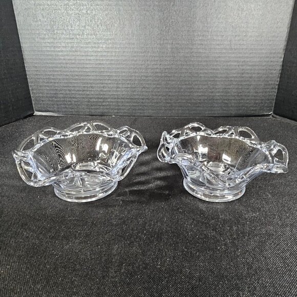 Imperial Glass Crochet Crystal Candle Holder Pair C 1935 1950 Tapers/Pillars - Picture 1 of 10